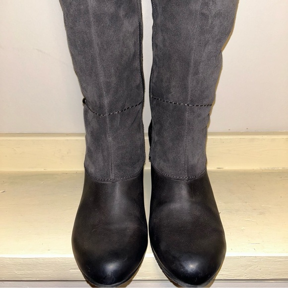 SOLD - BROWNS Leather Wedge Suede Moto Boot - Picture 6 of 15